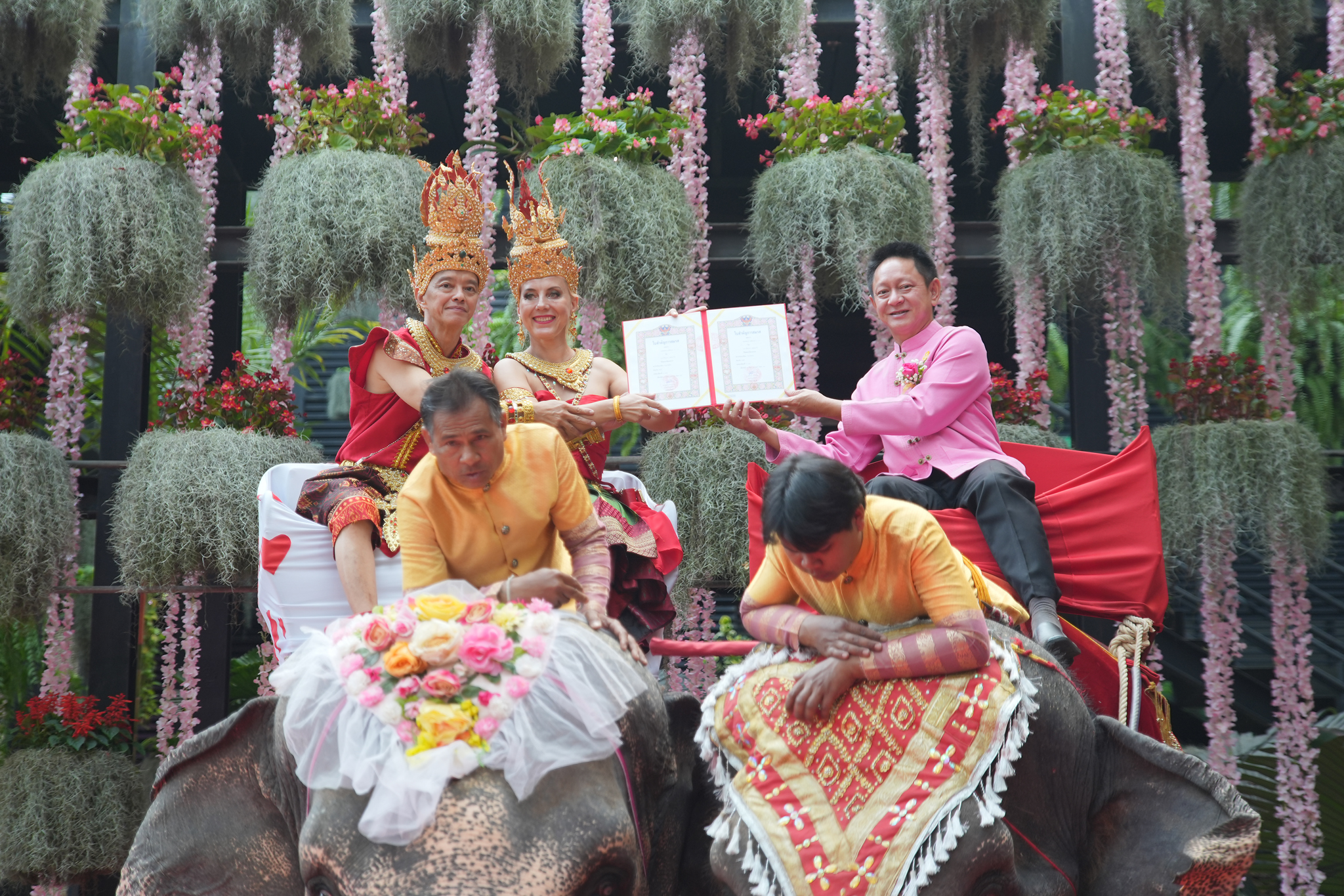 สวนนงนุชพัทยา จัดงานจดทะเบียนสมรสบนหลังช้างรับวันแห่งความรัก 14 กุมภา  วันวาเลนไทน์