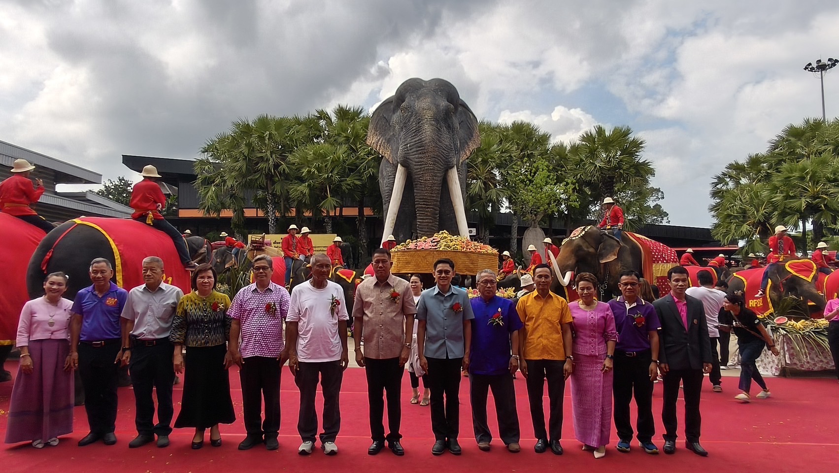 Nongnooch Garden Pattaya Hosts Grand Thai Elephant Day Celebration on March 13 Annually, Featuring a Giant 3-Meter-High Fruit Buffet