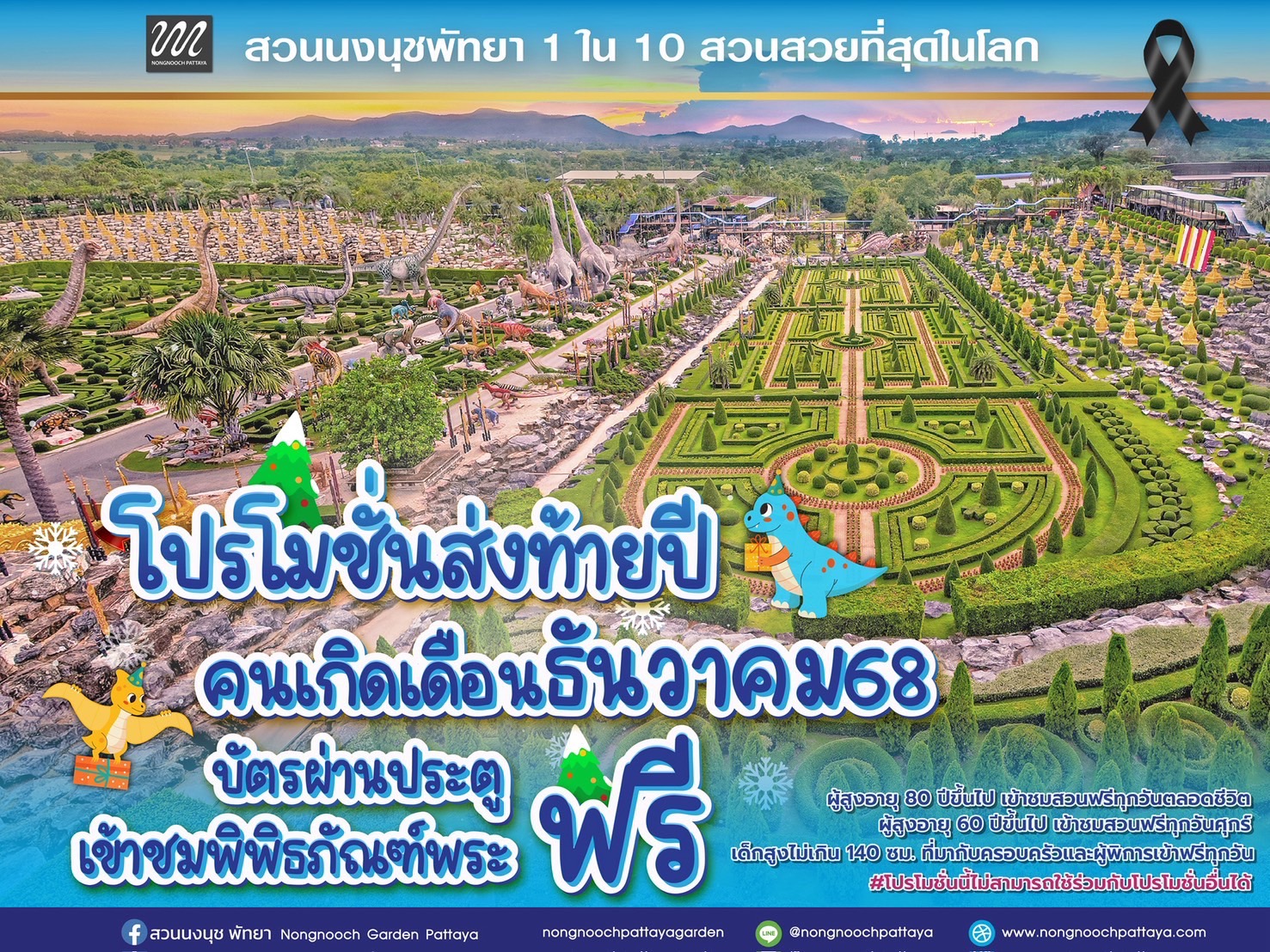 สวนนงนุชพัทยาจัดโปรโมชั่นต่อเนื่องเข้าฟรีสำหรับคนเกิดเดือนธันวาคม 2568